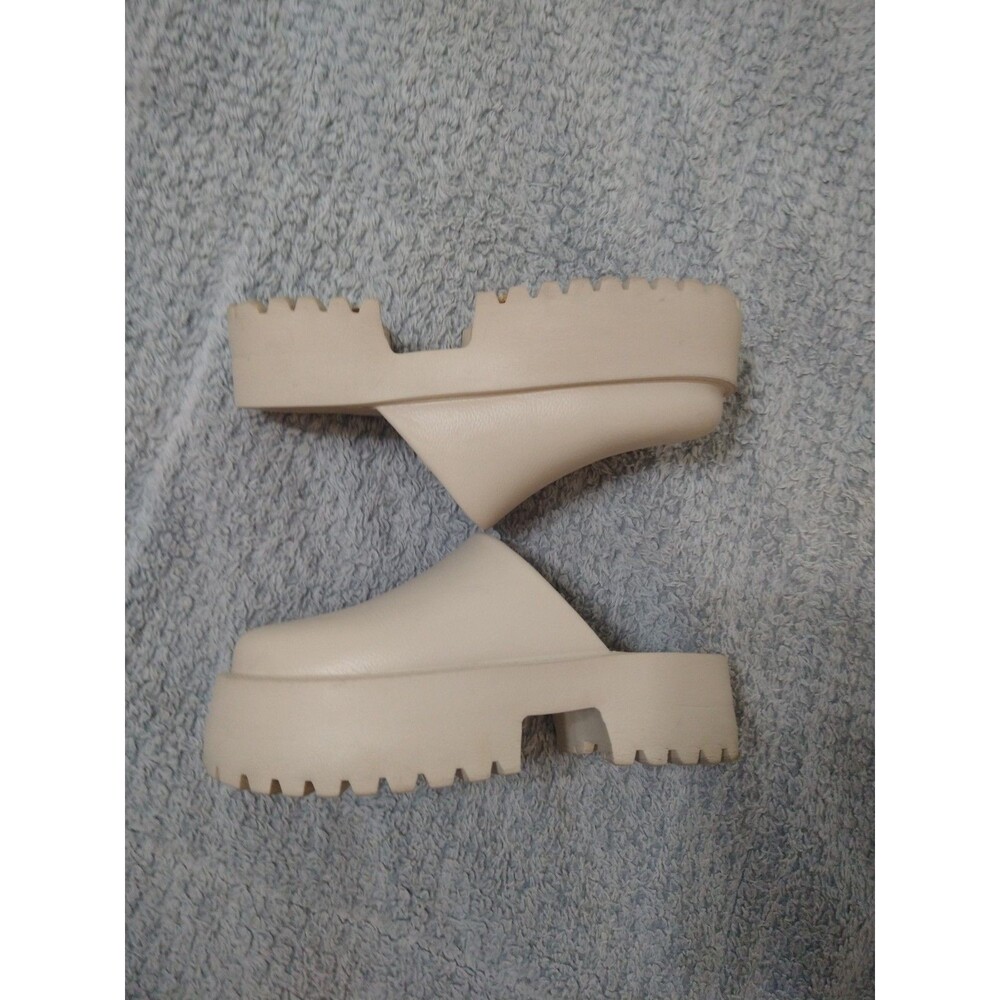 Beach Platform Chunky Clogs Shoes Size 9 Cream Boho Beachy Y2K - Picture 2 of 10